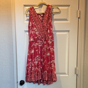 Floral Red Sleeveless Dress.  Lola P
